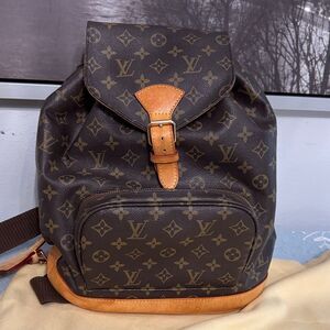 Monogram Canvas Backpack Montsouris Brown Tan vachetta leather trim Unbranded